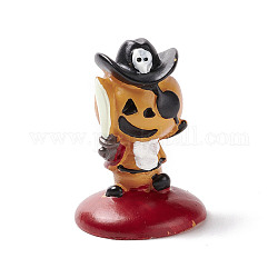 Thème d'halloween mini décorations d'affichage à la maison en résine, personnage de citrouille pirate, rouge foncé, 29x40.5mm