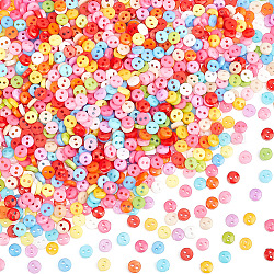 Fingerinspire 1000 Uds. Botones artesanales multicolores para ropa de muñecas, plano y redondo, botón de la resina, color mezclado, 6mm