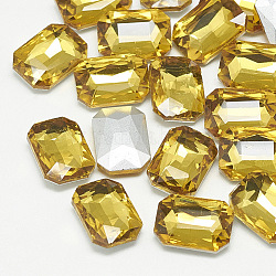Cabujones de cristal con rhinestone, facetados, octágono rectángulo, topacio, 18x13x5mm