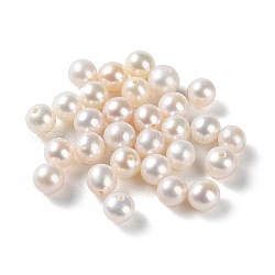 Natur kultivierten Süßwasser Perlen, Hälfte gebohrt, Klasse 3a+, Runde, Rauch weiss, 4~5 mm, Bohrung: 0.9 mm