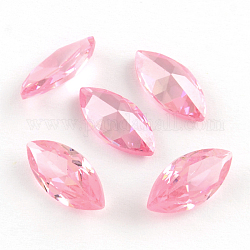 Horse Eye Shaped Cubic Zirconia Pointed Back Cabochons, Faceted, Pearl Pink, 10x5mm