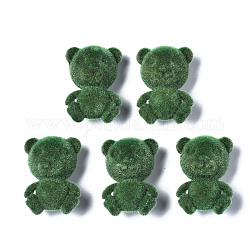 Boutons à tige 1 trou en acrylique floqué, ours, vert de mer, 29x21x13mm, Trou: 3mm