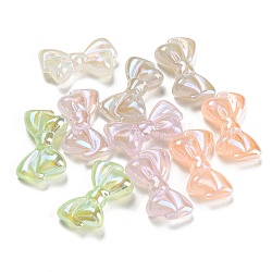 Perles acryliques plaquées irisées, bowknot, couleur mixte, 15.5x25.5x7.5mm, Trou: 1.8mm