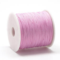 Cordons polyester, perle rose, 0.8mm, environ 131.23~142.16 yards (120~130 m)/rouleau