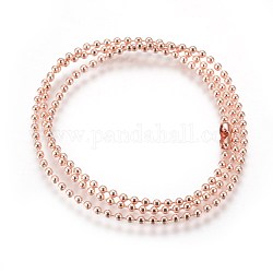 Нержавеющая сталь мяч цепи ожерелье материалы, розовое золото , 22.5 дюйм (57.2 см), 2.5мм
