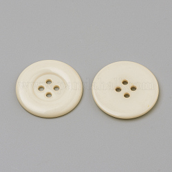 4-Agujero botones acrílicos, plano y redondo, trigo, 34x3mm, agujero: 3 mm