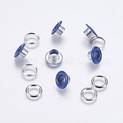 Кольцо железных проушин, заклепки, платина, королевский синий, 10.5x5 мм, отверстие : 6 мм