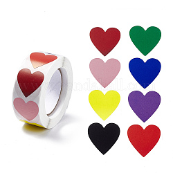 Rotoli di adesivi a forma di cuore in carta a 8 colore, decalcomanie di san valentino per busta, fabbricazione della carta, colore misto, 25x25mm, su 500pcs / rotolo