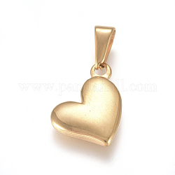 304 Stainless Steel Charms, Puffed Heart, Golden, 18x13x3.2mm, Hole: 7x3mm