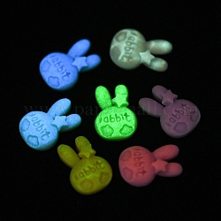 Cabochons della resina luminosi, coniglio, colore misto, 16x11x4.6mm