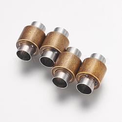 304 chiusura magnetica in acciaio inossidabile con estremità incollate, colonna, bronzo antico, 16x10mm, Foro: 6 mm