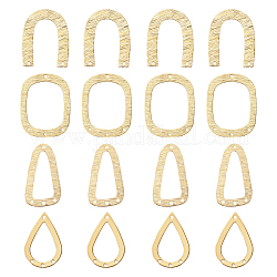 BENECREAT 24Pcs 4 Style Brass Chandelier Component Links, Rounded Rectangle & Triangle & Arch & Teardrop, Raw(Unplated), 30.5~36x17.5~27x0.5~1mm, Hole: 1.2~1.5mm, 6pcs/style