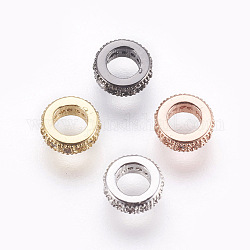 Messing Mikro ebnen Zirkonia Perlen, Bleifrei und cadmium frei, Flachrund, Transparent, Mischfarbe, 6x2 mm, Bohrung: 3 mm