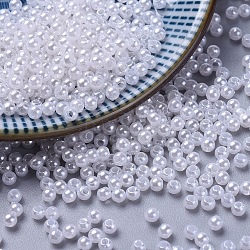 Perline acrilico perla imitato, tondo, bianco, 3mm, Foro: 1 mm, circa 35000pcs/500g