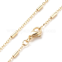Chaînes de câble en laiton avec collier de perles de colonne pour les femmes, sans cadmium et sans plomb, véritable 18k plaqué or, 17.60 pouce (44.7 cm)