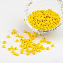 6/0 couleurs opaques perles de graines de verre rond, jaune, taille: environ 4mm de diamètre, Trou: 1.5 mm, environ 495 pcs/50 g