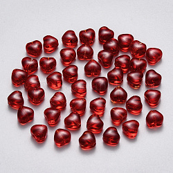 Imitazione perle di vetro giada, cuore, rosso scuro, 6x6x4mm, Foro: 0.7 mm