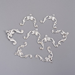 Brass Findings, Lead Free and Cadmium Free, Silver, Size: about 19mm wide, 22mm long, 1.5mm thick