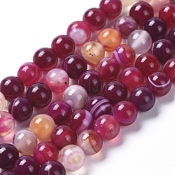 Natürlichen Edelstein Achat runde Perle Stränge, gefärbt, dunkelrot, 6 mm, Bohrung: 1 mm, ca. 63 Stk. / Strang, 15.35 Zoll