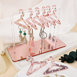Présentoirs de boucles d'oreilles en acrylique, cintres en forme de support organisateur de boucles d'oreilles pendantes, avec 8pcs mini cintres, rose brumeuse, 6x15x12 cm