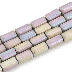 Electroplate Non-magnetic Synthetic Hematite Beads Strands, Matte Style, Cuboid, Purple Plated, 8x4x4mm, Hole: 1mm, about 60pcs/strand, 16.53 inch