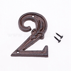 Eisen Hausadresse Nummer, mit 2Stück Schraube, num. 2, 111x77x11 mm, Bohrung: 5 mm