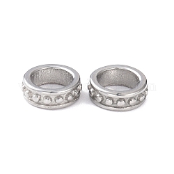 Placcatura ionica (ip) 304 perline in acciaio inossidabile, anello, argento, 8x3mm, Foro: 6 mm