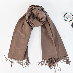 Женский длинный клетчатый шарф из полиэстера с имитацией кашемира и кисточками, зима/осень теплые большие мягкие шали в шотландскую клетку, розово-коричневый, 2000x650 мм