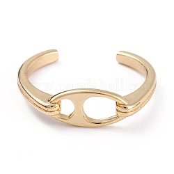 Brass Cuff Rings, Open Rings, Long-Lasting Plated, Flat Oval, Real 18K Gold Plated, 2.5mm, Inner Diameter: 18.1mm