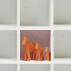 3 Größe Pferd Miniatur-Ornamente aus Kunstharz, für schreibtisch wohnzimmer hausgarten dekoration, orange, 18~30x15~25x4~6 mm, 3 Stück / Set