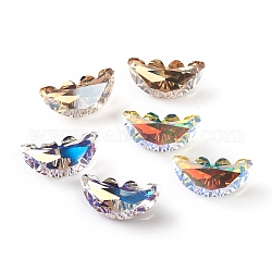 Glass Rhinestone Cabochons, Pointed Back & Back Plated, Faceted, Wing/Moon, Mixed Color, 20x10x5.5mm