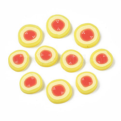 Handmade Polymer Clay Cabochons, Imitation Food, Fried Eggs, Orange Red, 9~12.5x2mm, about 4400pcs/1000g