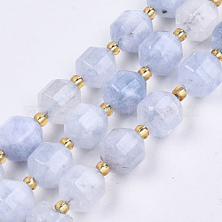 Hebras de perlas de dolomita natural, facetados, teñido, redondo, azur, 10.5x9.5mm, agujero: 1.2 mm, aproximamente 31 pcs / cadena, 15.04 pulgada ~ 15.35 pulgadas (38.2 cm ~ 39 cm)