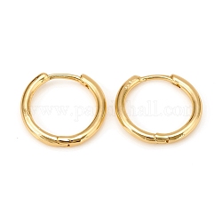 Ottone orecchini a cerchio Huggie, anello, vero placcato oro 18k, 16x17x2mm, ago :1mm