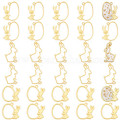 DICOSMETIC 30Pcs 3 Styles Rabbit Open Back Bezel Pendants Alloy Blank Epoxy Resin Frame Pressed Flower Pendant Golden Easter Jewelry Pendant for DIY Necklace Jewelry Making, Hole: 2~3mm