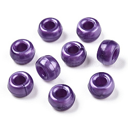 Perles en plastique nacrées, baril, violet, 9x6mm, Trou: 3.8mm, environ 1900 pcs/500 g