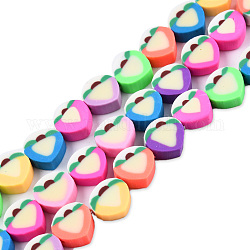 Chapelets de perle en pâte polymère manuel, pêche, colorées, 12x10x4~5mm, Trou: 1.6mm, Environ 40 pcs/chapelet, 15.35 pouce (39 cm)
