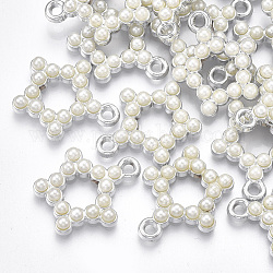 Uv pendenti placcatura acrilico, con materiale acrilico perla imitazione, stella, platino, 23x20x4.5mm, Foro: 2 mm