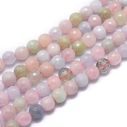 Chapelets de perles en morganite naturelle, facette, ronde, 6mm, Trou: 0.8mm, Environ 67 pcs/chapelet, 15.7 pouce (40 cm)