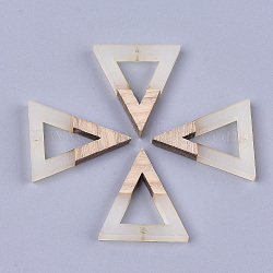 Pendentifs en bois de résine et de noyer, triangle, fumée blanche, 27.5x24x3.5mm, Trou: 1.8mm