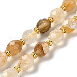 Chapelets de perles de citrine naturelle, avec des perles de rocaille, facette, ovale, 7.5~8x6~6.5mm, Trou: 1.2mm, Environ 40~42 pcs/chapelet, 15.35~15.55'' (39~39.5 cm)