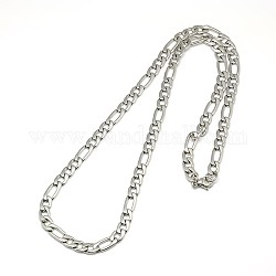 Fashionable 304 Stainless Steel Figaro Chain Necklaces for Men, with Lobster Claw Clasps, Stainless Steel Color, 21.85 inch~23.62 inch(55.5~60cm)x7mm