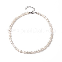 Natürliche Perlenkette für Frauen, weiß, 15.04 Zoll (38.2 cm)