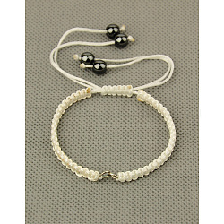 Braided Nylon Bracelet Making, Nice for DIY Jewelry Making, White, about 165mm long, 5mm wide