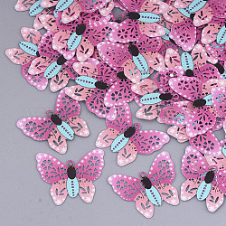 Латунные подвески с принтом, травленые металлические украшения, бабочка, розовый жемчуг, 15.5x19x0.3 мм, отверстие : 1 мм