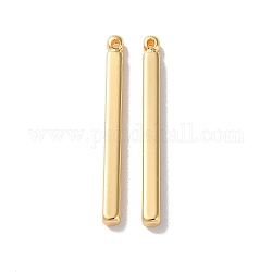 Brass Pendants, Rectangle Charms, Real 18K Gold Plated, 25x2x2mm, Hole: 0.9mm