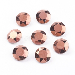 Apuntado hacia atrás & dorso plateado Diamante de imitación de cristal Cabujones, Grado A, facetados, plano y redondo, oro rosa, 8x4.5mm
