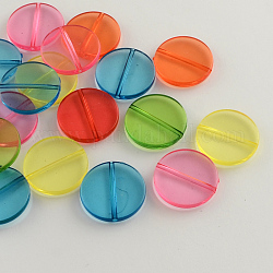 Flat Round Transparent Acrylic Beads, Mixed Color, 25x5mm, Hole: 2mm, about 200pcs/500g