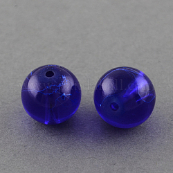 Chapelets de perles en verre transparent drawbench, peint à la bombe, ronde, bleu moyen, 6mm, Trou: 1.3~1.6mm, Environ 133 pcs/chapelet, 31.4 pouce