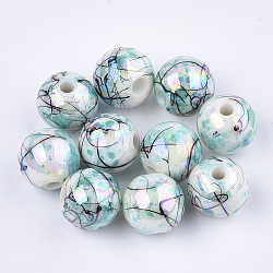 Perles acryliques d'effilage, ronde, turquoise, 9.5~10x9mm, Trou: 2mm